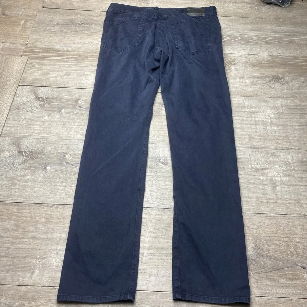AG Pants Adriano Goldschmied‎ Mens 36x34 Navy Blue Cotton Sud Sateen Stretch